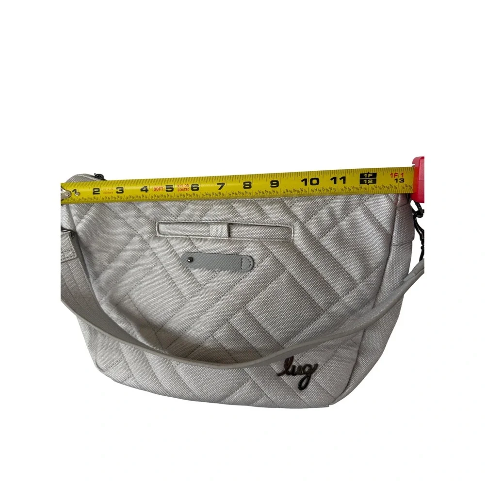 Lug Harmony Metallic Silver Quilted Crossbody Bag Shoulder‎ Purse Organizer